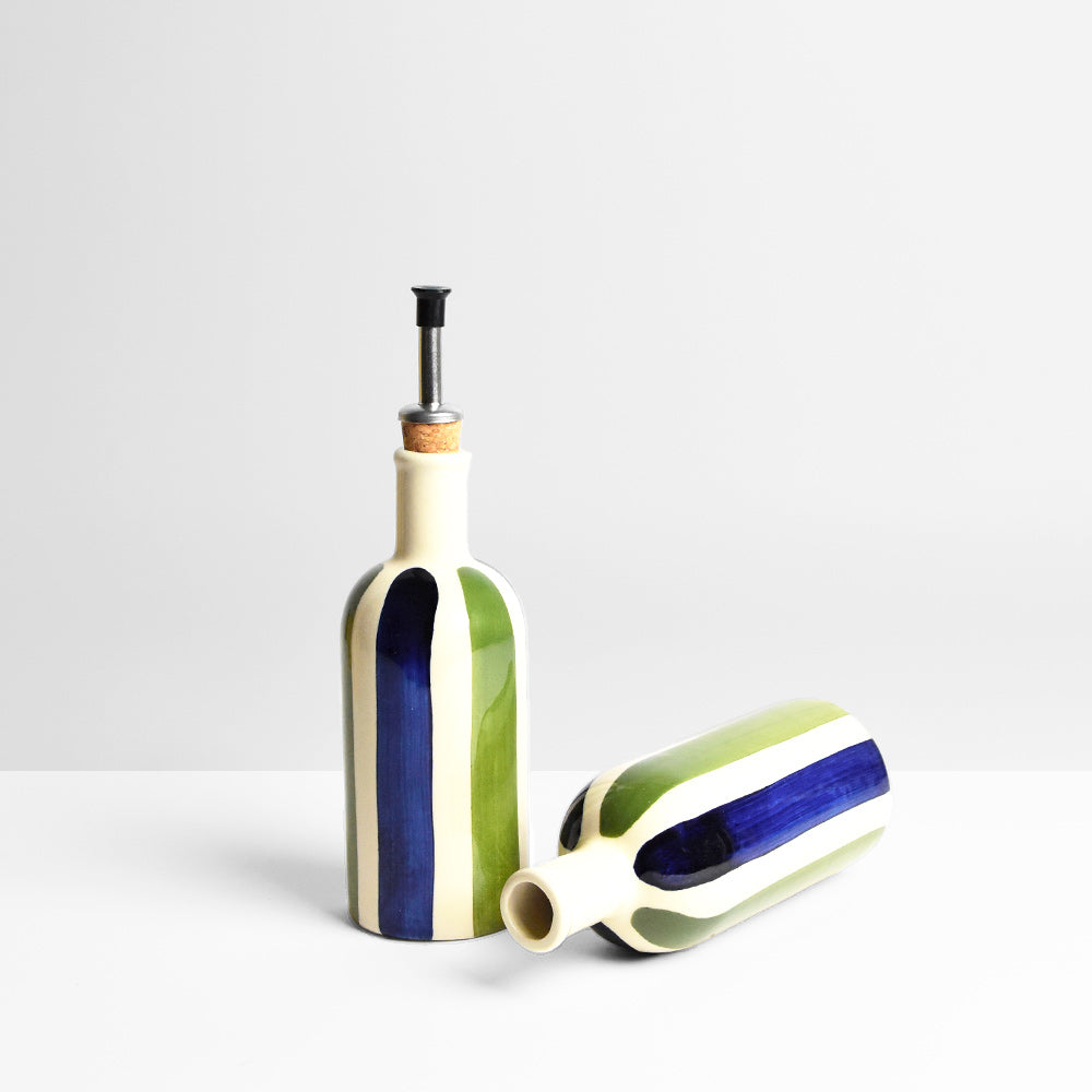 Botella de aceite pequeña | Linhas azules y verdes