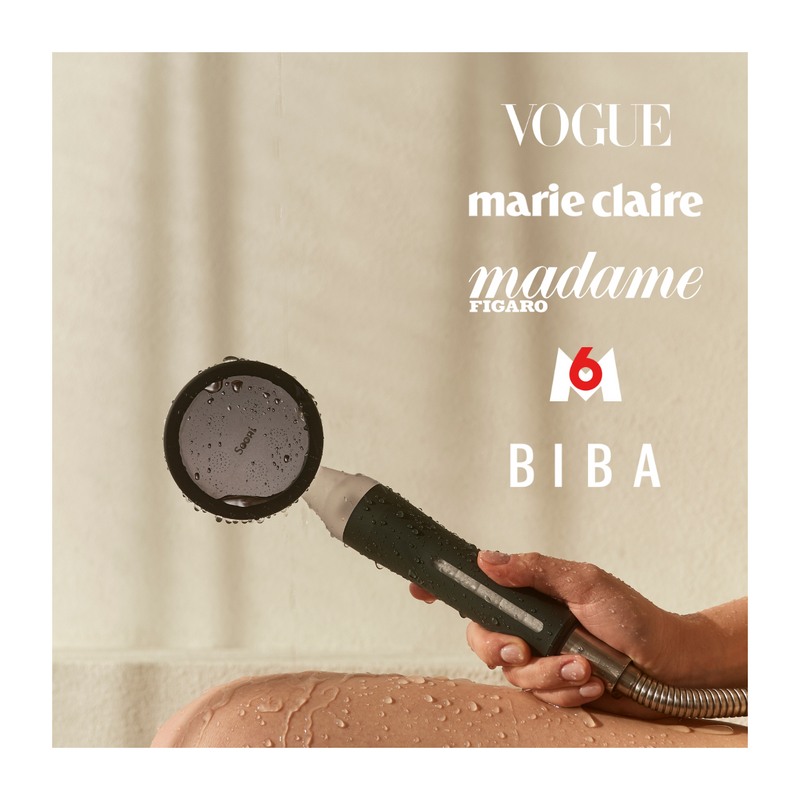 Pommeau de Douche Filtrant Blanc + 4 Filtres (8 Mois de Filtration)