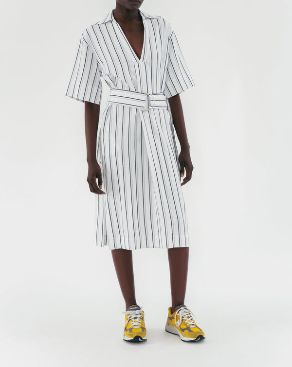 Hally Dress - White Stripes