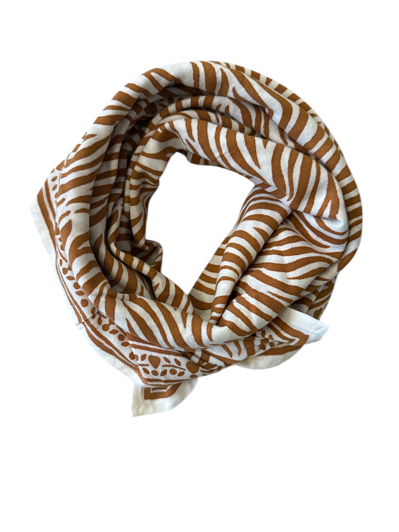 Foulard Adulte Zèbre Camel 100Cm
