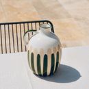 Pichet En Céramique - Rayure Vert/Beige
