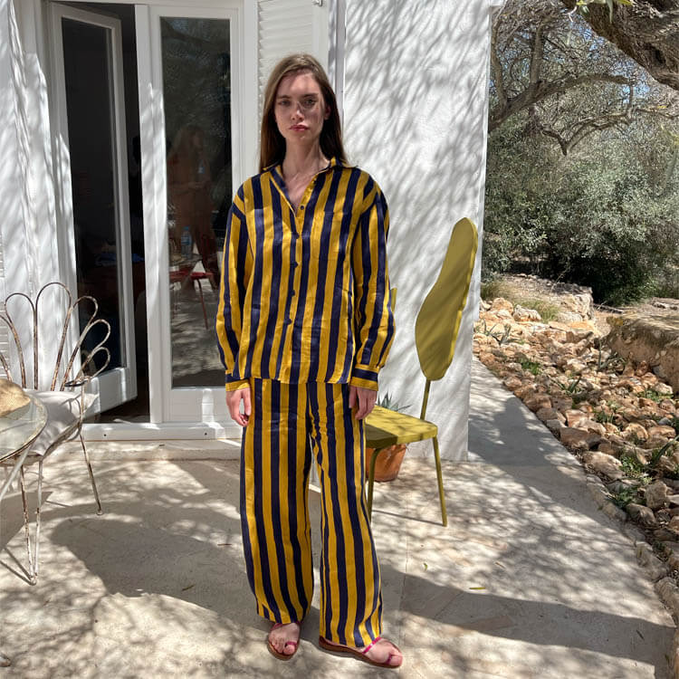 Blue And Yellow Striped Shirt