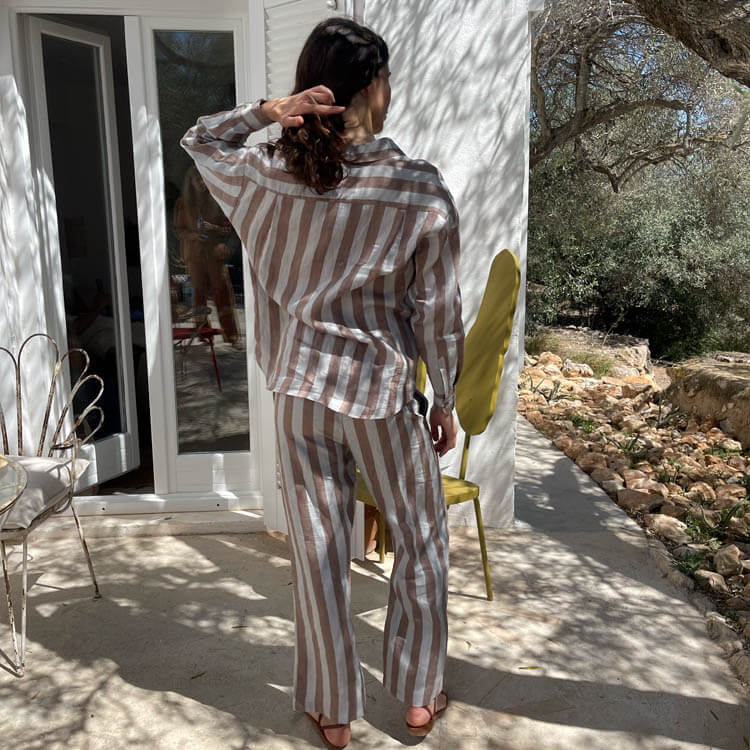 Grey and Taupe Striped Trousers