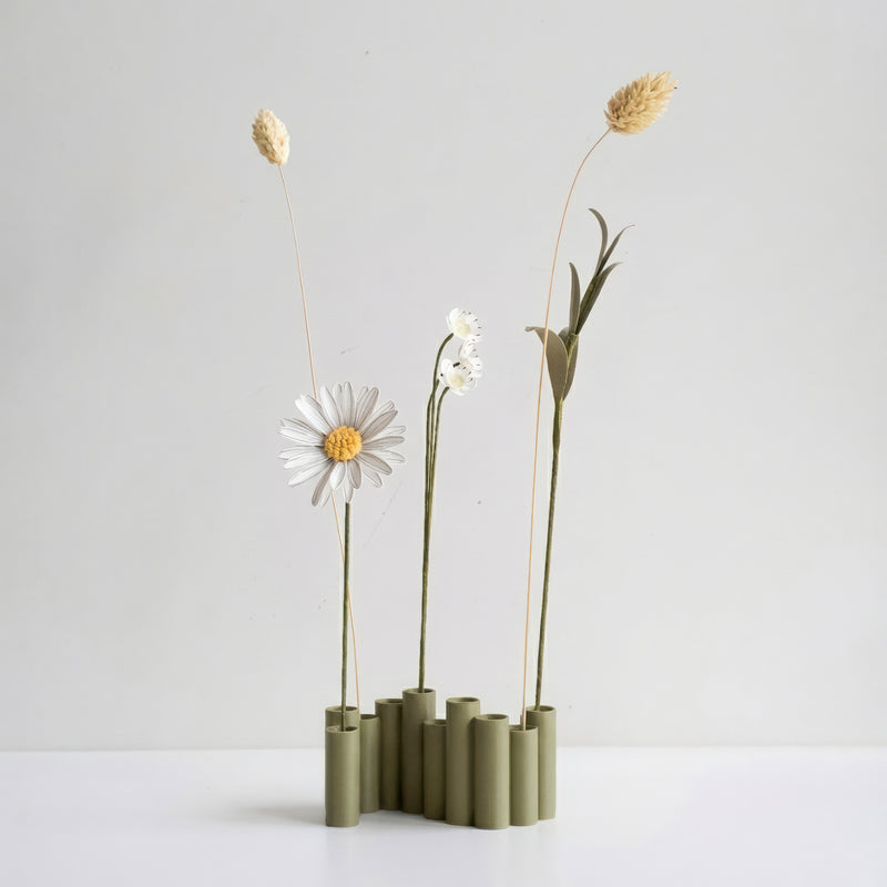 Dried Flower Vase - Olive Green