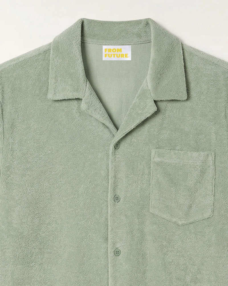 Chemise Manches Courtes En Éponge - Sage Green