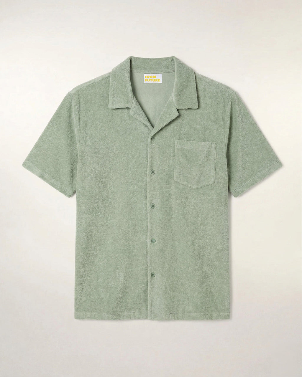 Short Sleeve Terry Cloth Shirt - Sage Green