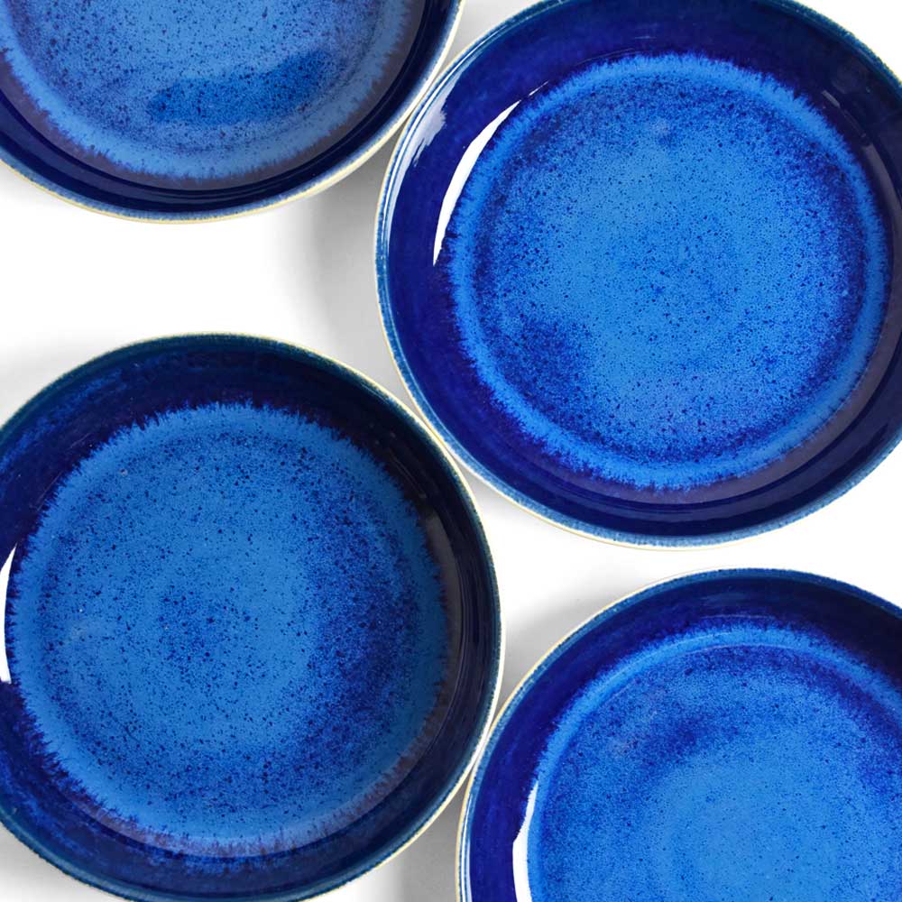 Plat De Service Rond - Bleu Odyssée