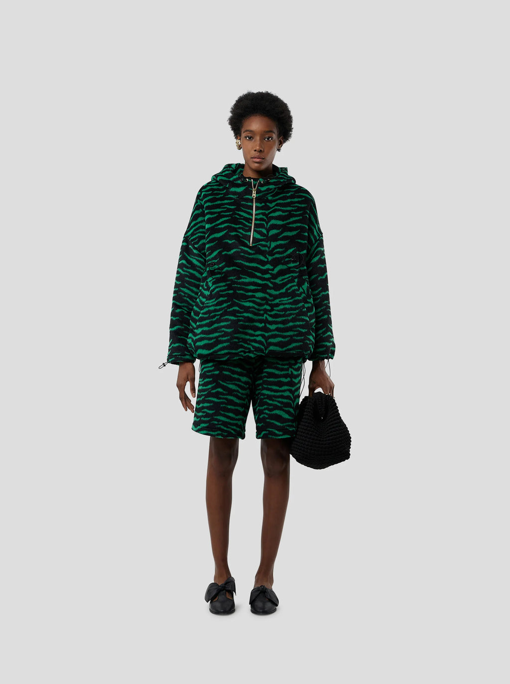 Manteau Tony Windbreaker In Forest Green Zebra Wool