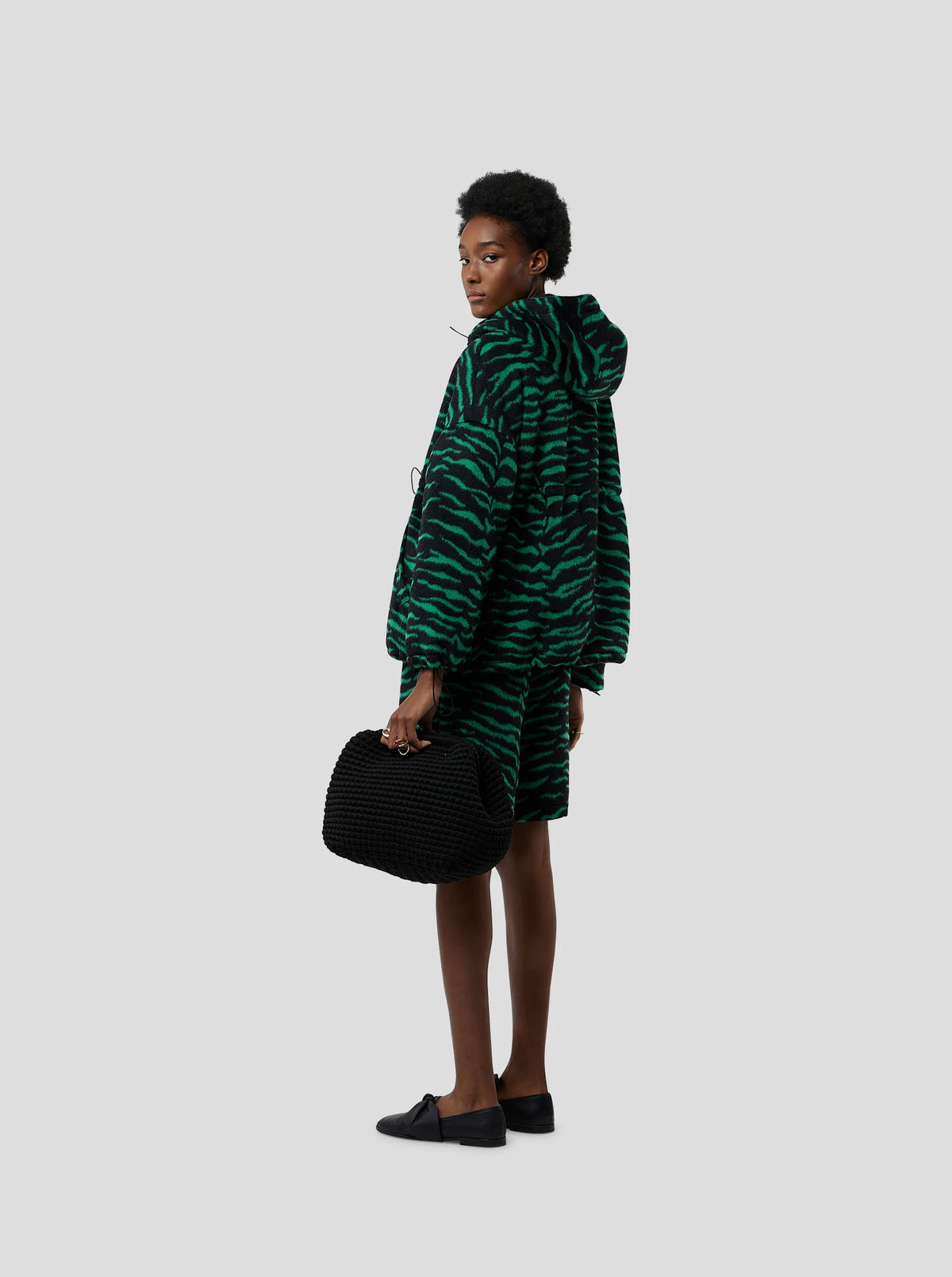 Manteau Tony Windbreaker In Forest Green Zebra Wool