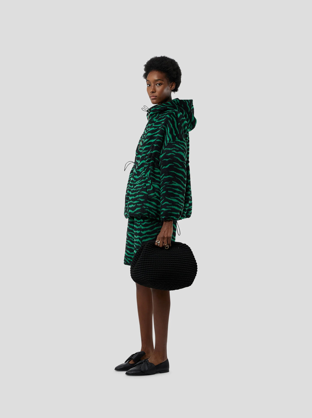 Manteau Tony Windbreaker In Forest Green Zebra Wool