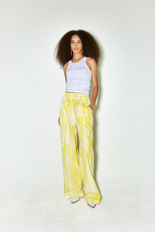 Pantalon Polly Teint Au Pinceau Jaune