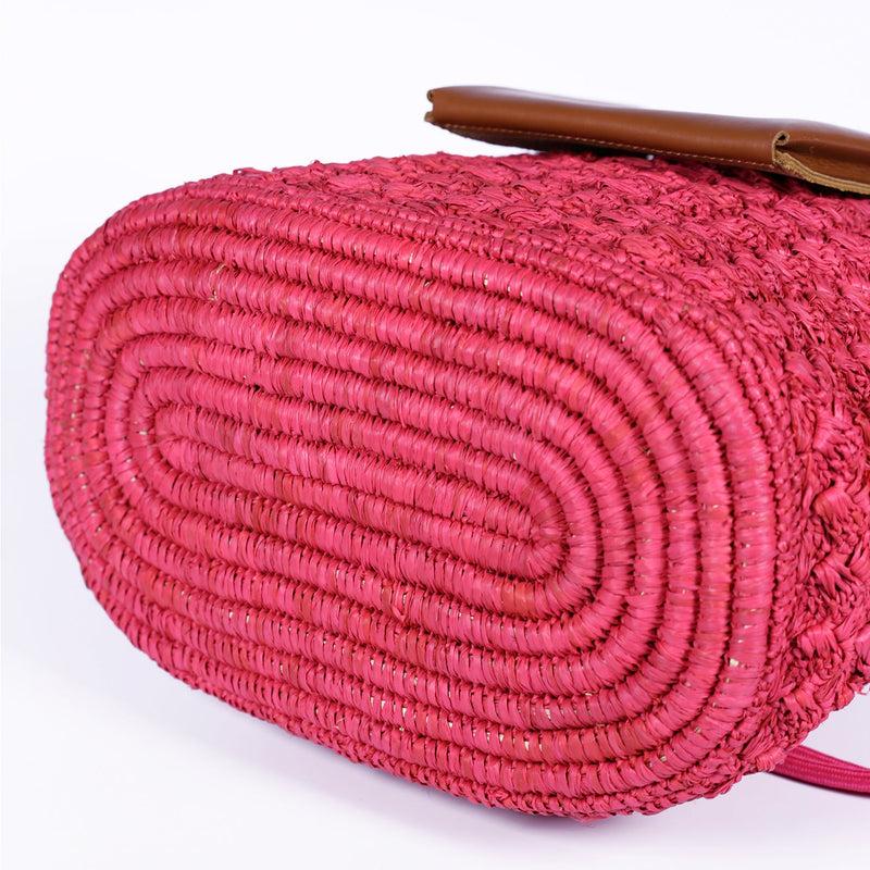 Sac Polochon Raphia Fushia