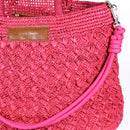 Sac Polochon Raphia Fushia