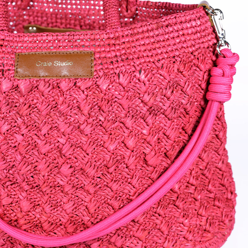 Sac Polochon Raphia Fushia