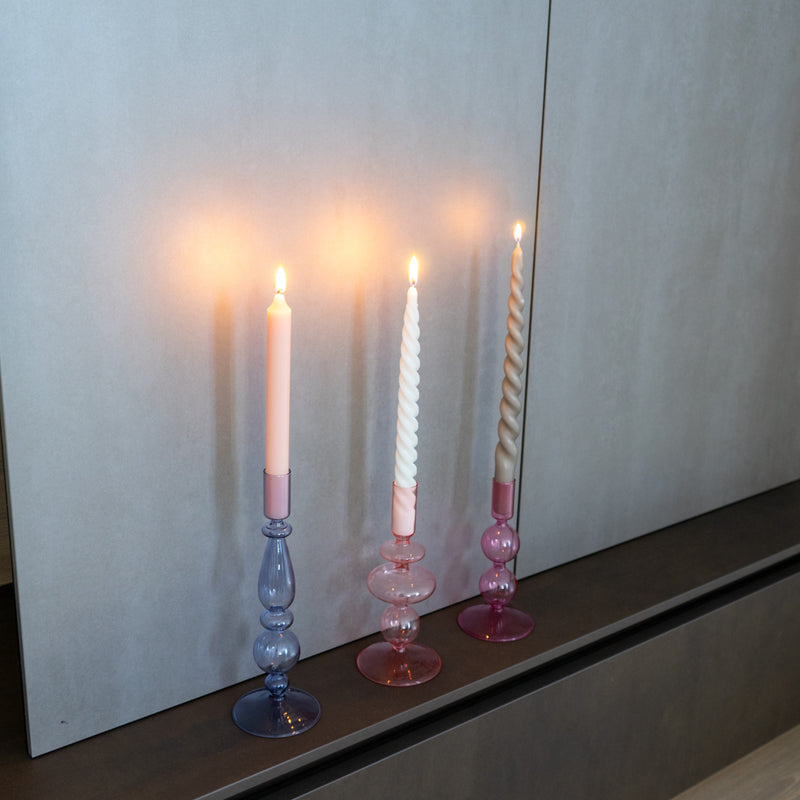Samarcanda - Lot De 2 Bougeoirs - Lilas - Verre Borosilicate