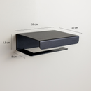 dérouleur papier toilette avec tablette design en aluminium pour poser accessoires et téléphones