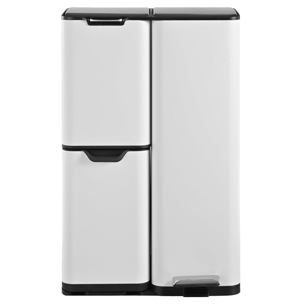Haja Stainless Steel Sorting Bin - 60L - 3 Bins - White