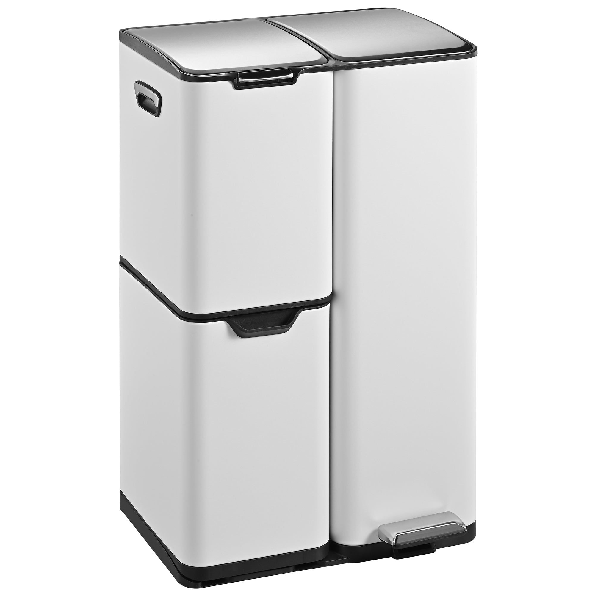 Haja Stainless Steel Sorting Bin - 60L - 3 Bins - White