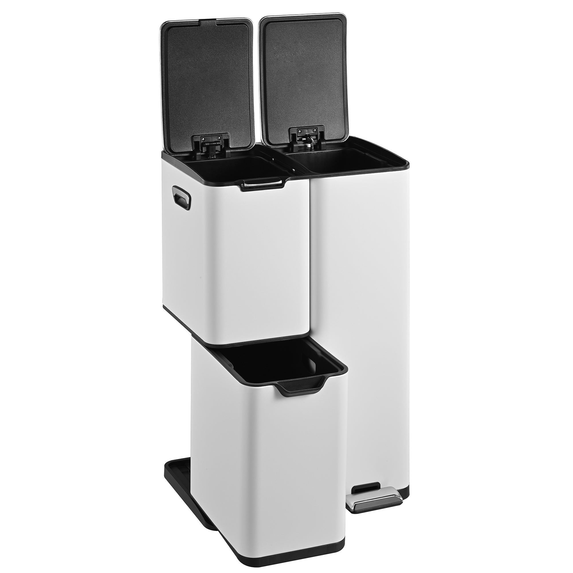 Haja Stainless Steel Sorting Bin - 60L - 3 Bins - White