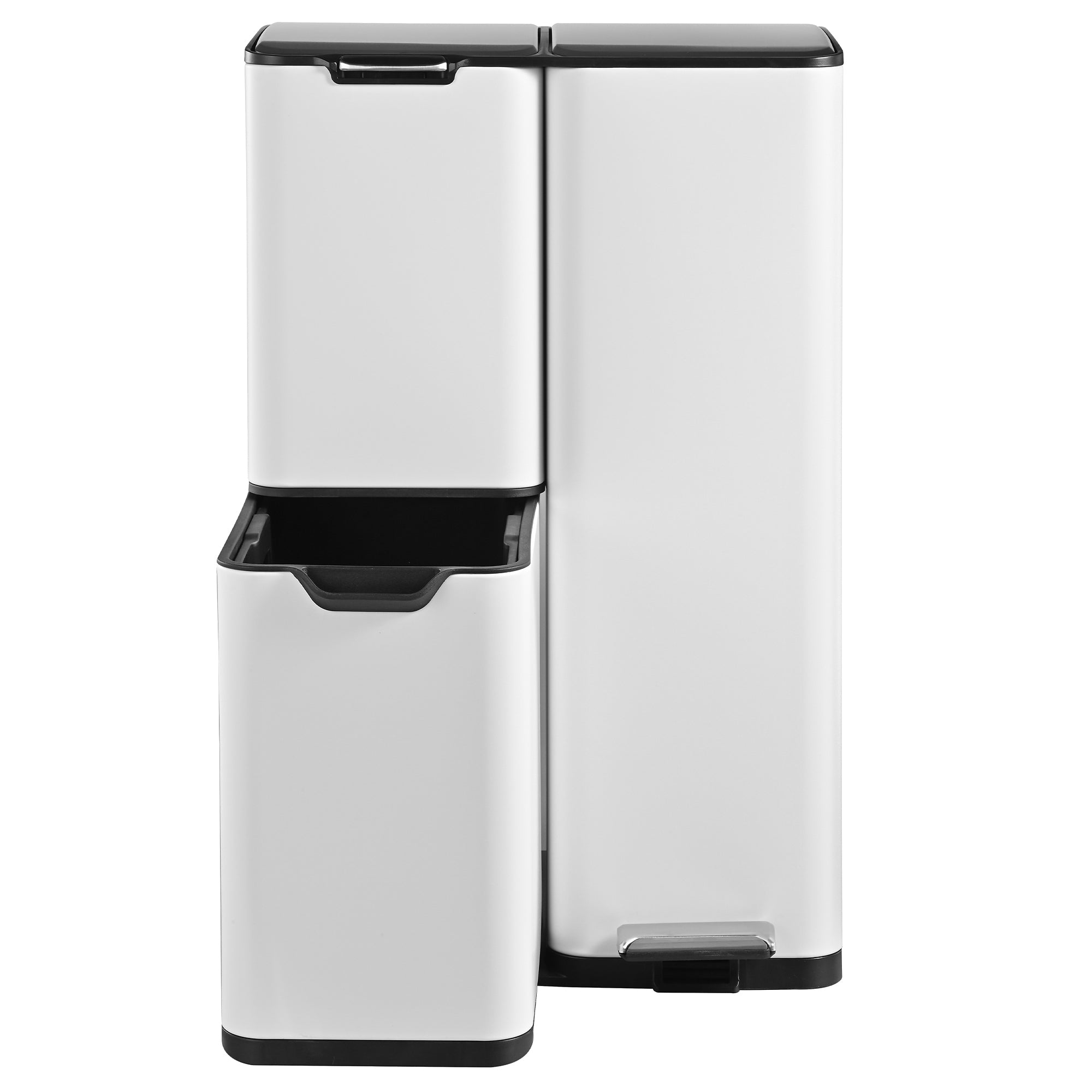 Haja Stainless Steel Sorting Bin - 60L - 3 Bins - White