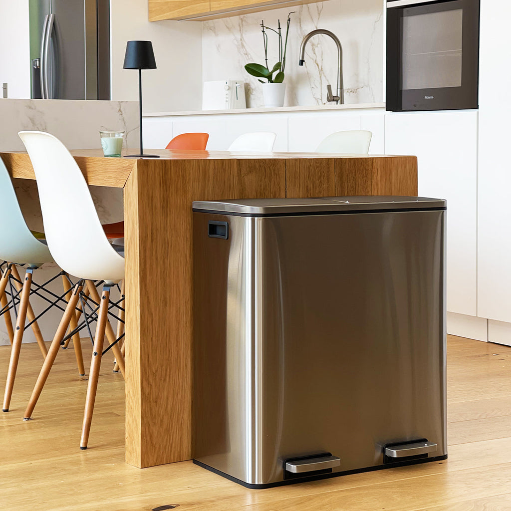 Poubelle De Tri Inox Major - 60L - 2Bacs - Argent
