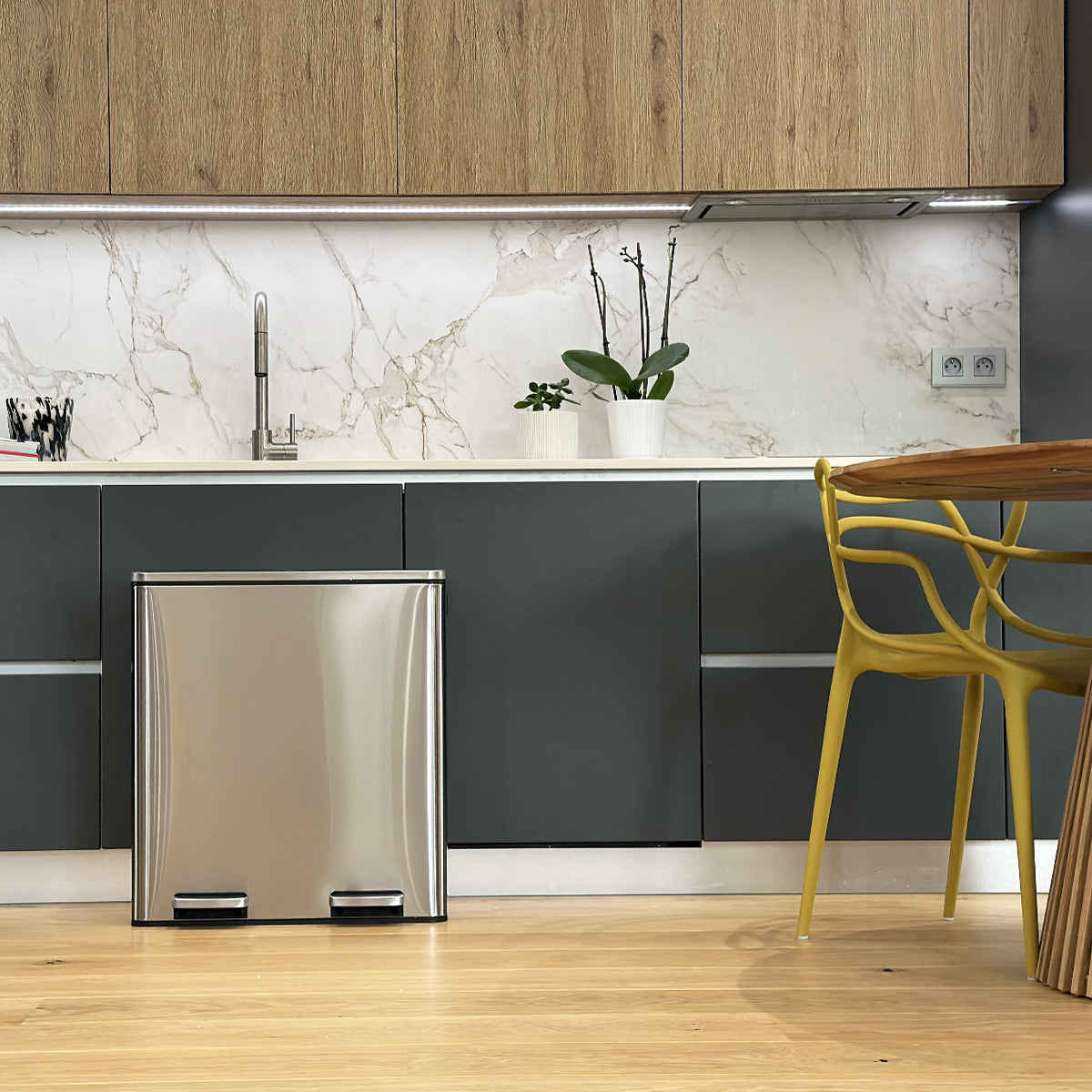 Poubelle De Tri Inox Major - 60L - 2Bacs - Argent