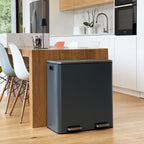 Poubelle De Tri Inox Major - 60L - 2Bacs - Gris