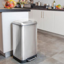 Poubelle de cuisine à pédale 30L Design GREENWICH en acier Inox avec seau couvercle bombé