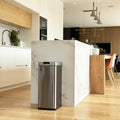 PARKSIDE 50L designer automatic kitchen trash can in stainless steel with strapping