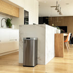 PARKSIDE 50L designer automatic kitchen trash can in stainless steel with strapping