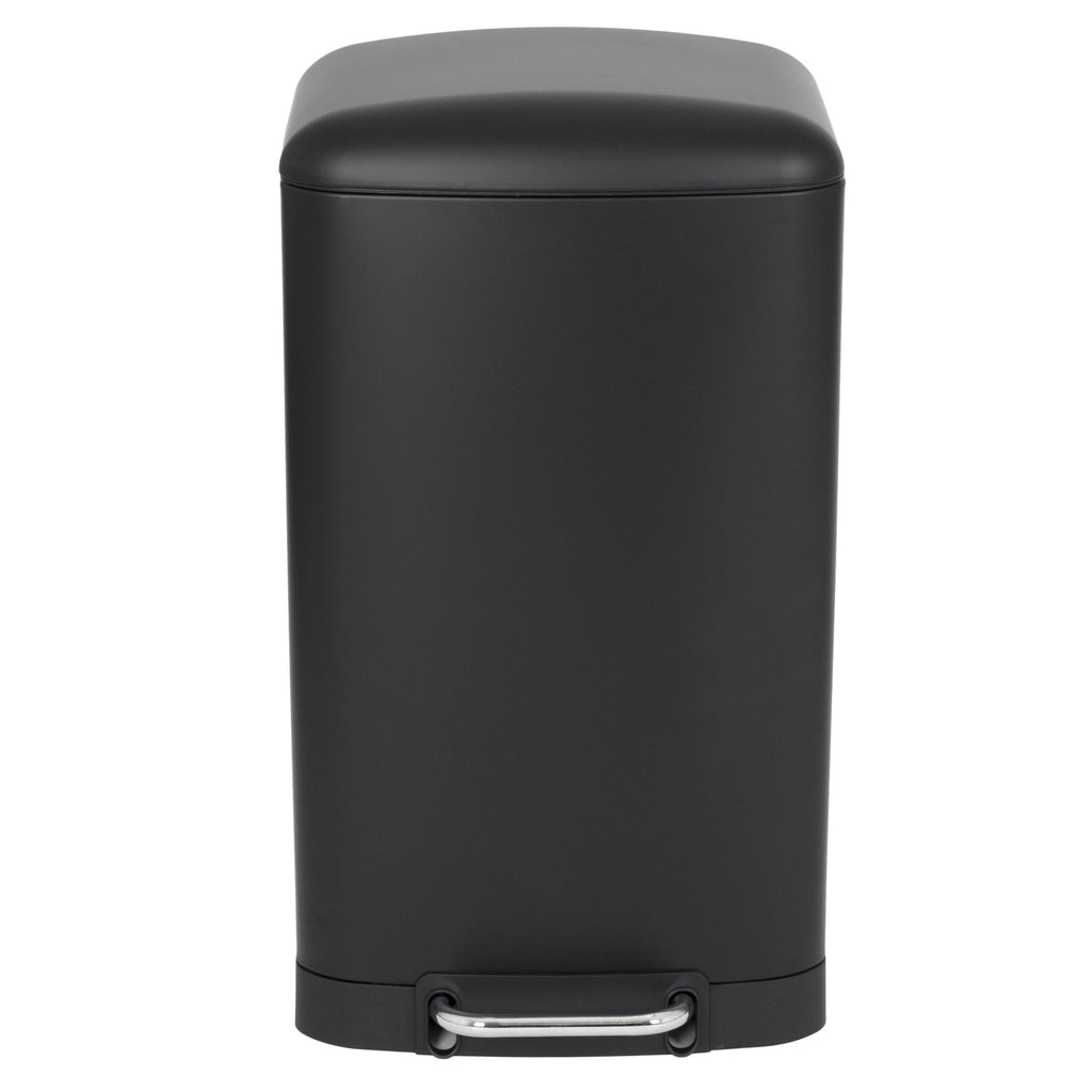 Kitchen pedal bin 40L GREENWICH Design Matt black in stainless steel with curved lid bucket - REDDECO.com