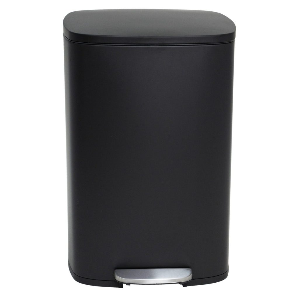 ADMIRAL Design 50L Pedal Kitchen Trash Can Matte Black in Stainless Steel with Bucket and Soft Closing - REDDECO.com