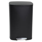 ADMIRAL Design 50L Pedal Kitchen Trash Can Matte Black in Stainless Steel with Bucket and Soft Closing - REDDECO.com