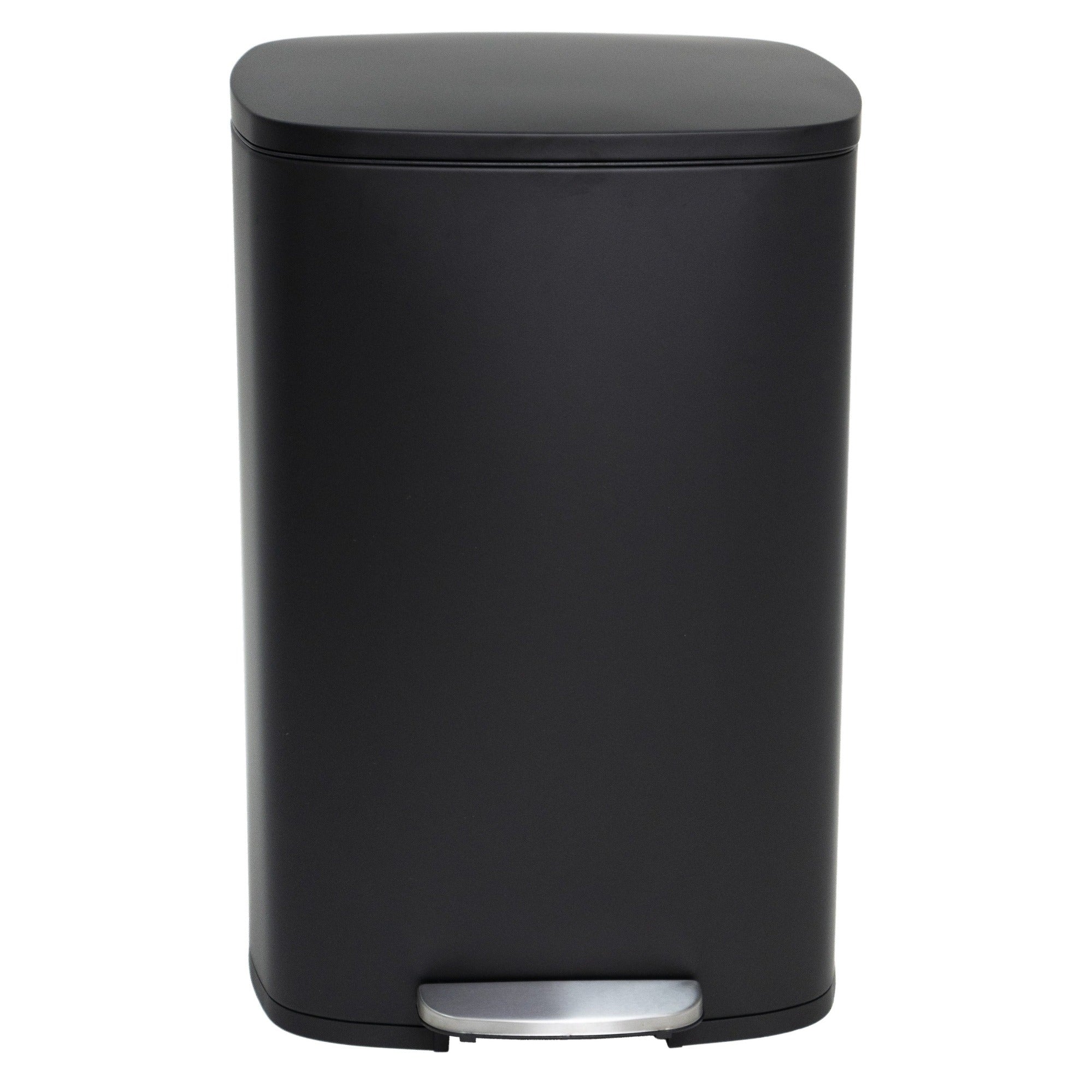 ADMIRAL Design 50L Pedal Kitchen Trash Can Matte Black in Stainless Steel with Bucket and Soft Closing - REDDECO.com