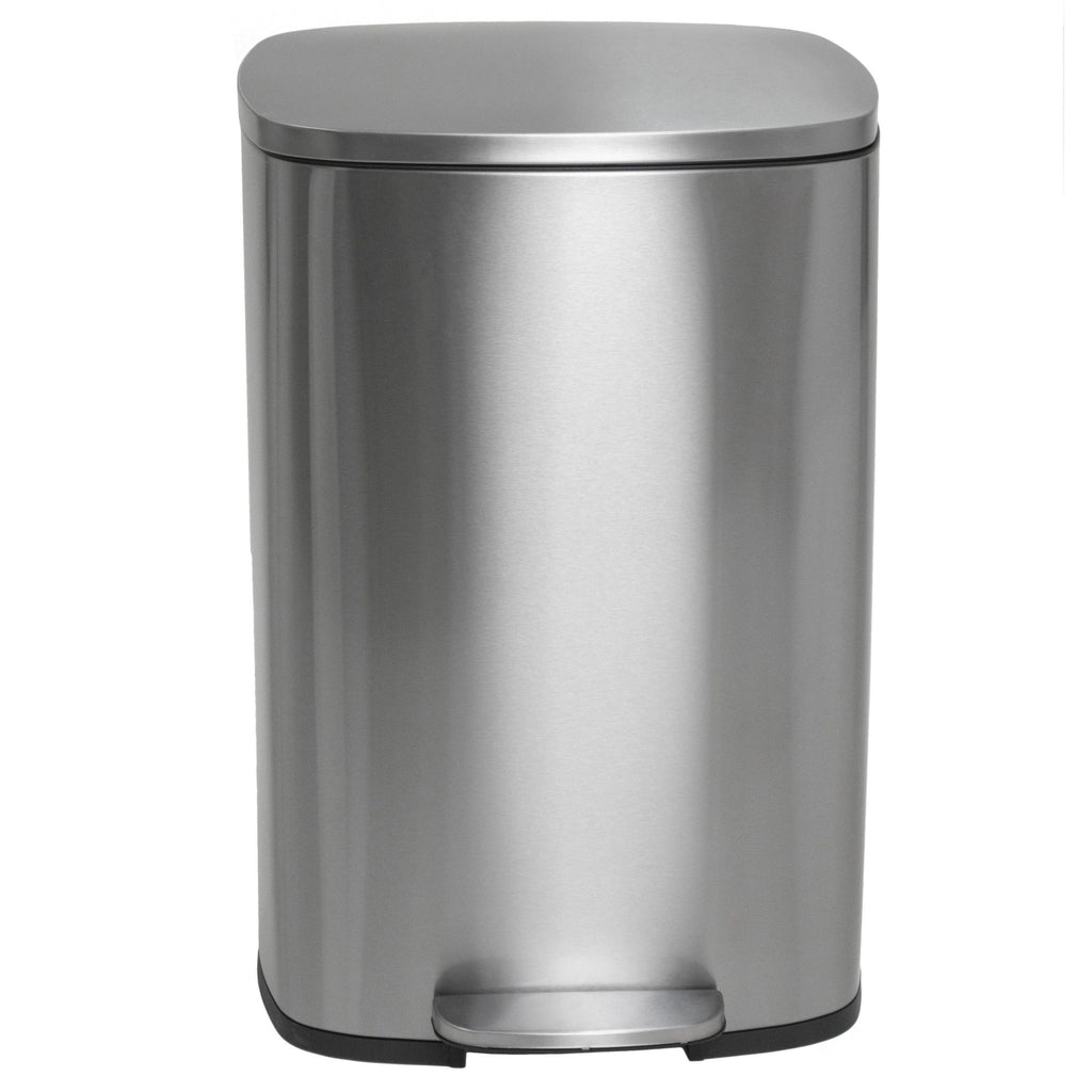 ADMIRAL Design Papelera de cocina con pedal de 50L en acero inoxidable cepillado con cubeta y cierre suave - REDDECO.com