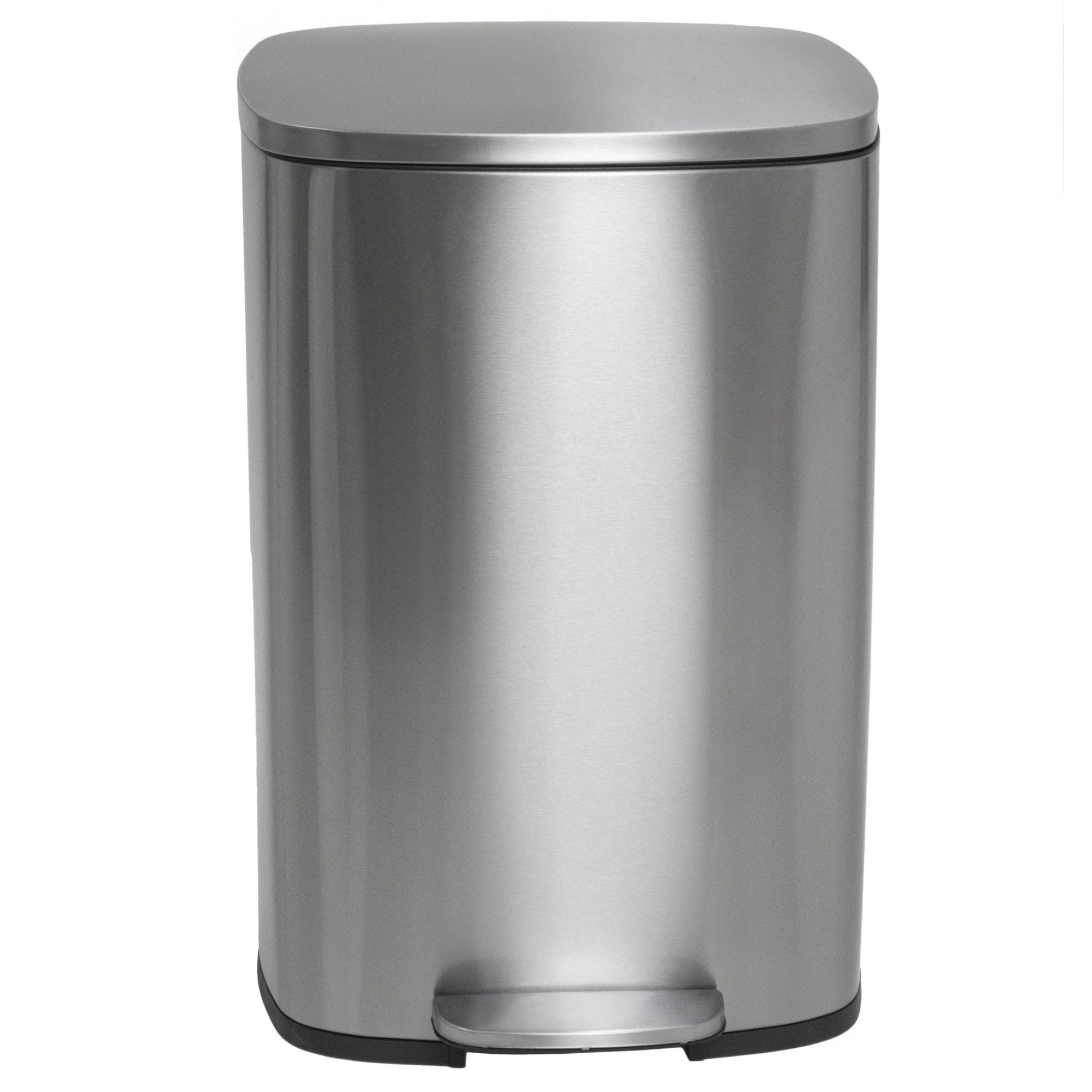 ADMIRAL Design Papelera de cocina con pedal de 50L en acero inoxidable cepillado con cubeta y cierre suave - REDDECO.com