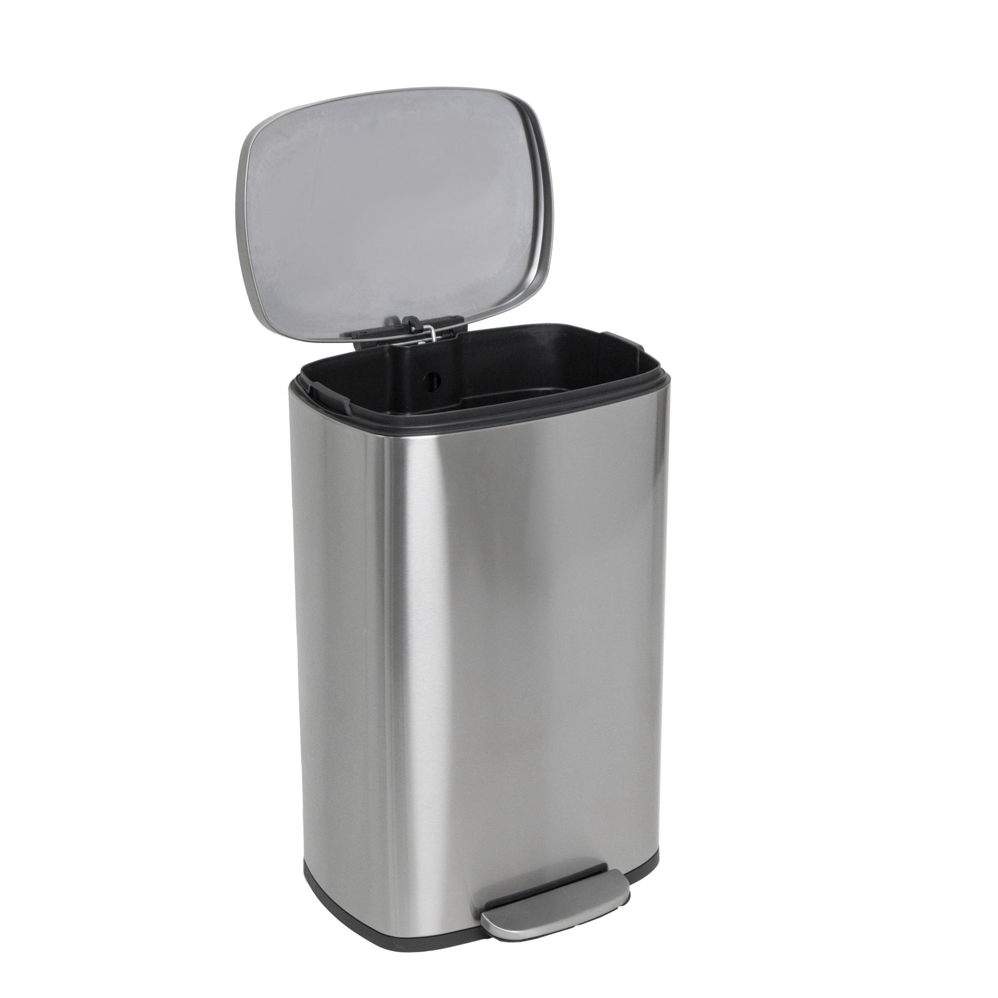 ADMIRAL Design Papelera de cocina con pedal de 50L en acero inoxidable cepillado con cubeta y cierre suave - REDDECO.com