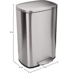 ADMIRAL Design Papelera de cocina con pedal de 50L en acero inoxidable cepillado con cubeta y cierre suave - REDDECO.com