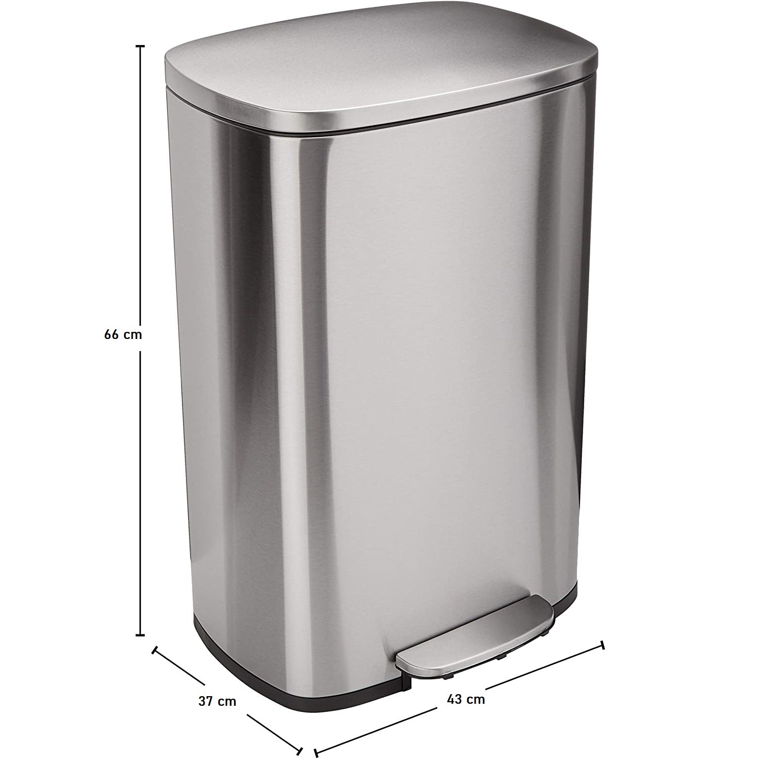 ADMIRAL Design Papelera de cocina con pedal de 50L en acero inoxidable cepillado con cubeta y cierre suave - REDDECO.com