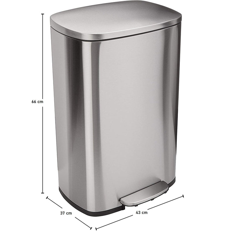 Poubelle de cuisine à pédale 50L Design ADMIRAL en acier Inox brossé avec seau et fermeture douce - REDDECO.com