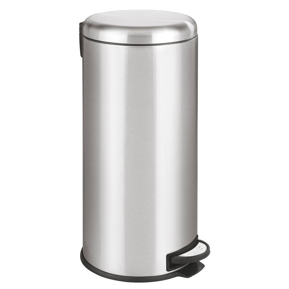 Papelera de cocina básica con pedal y tapa curva URBAN 30L de acero inoxidable cepillado - REDDECO.com