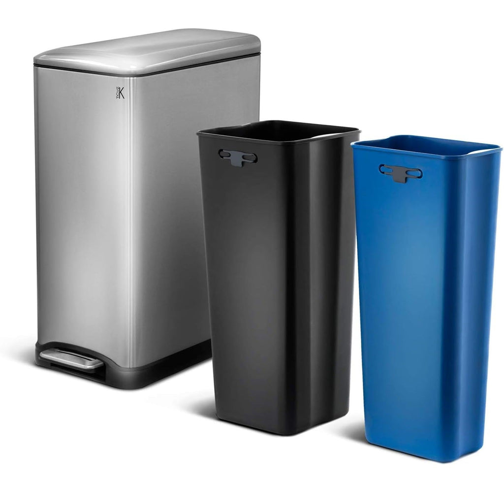 Poubelle De Tri Inox Edge - 50L - 2Bacs - Argent