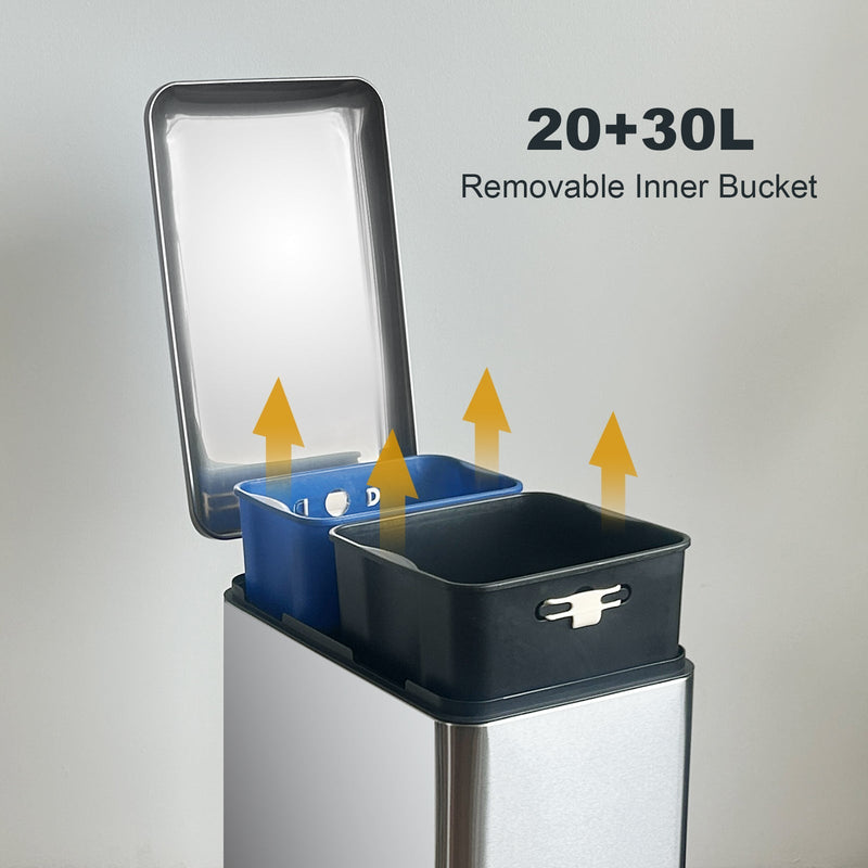 Poubelle Tri Selectif Edge 50L - Inox