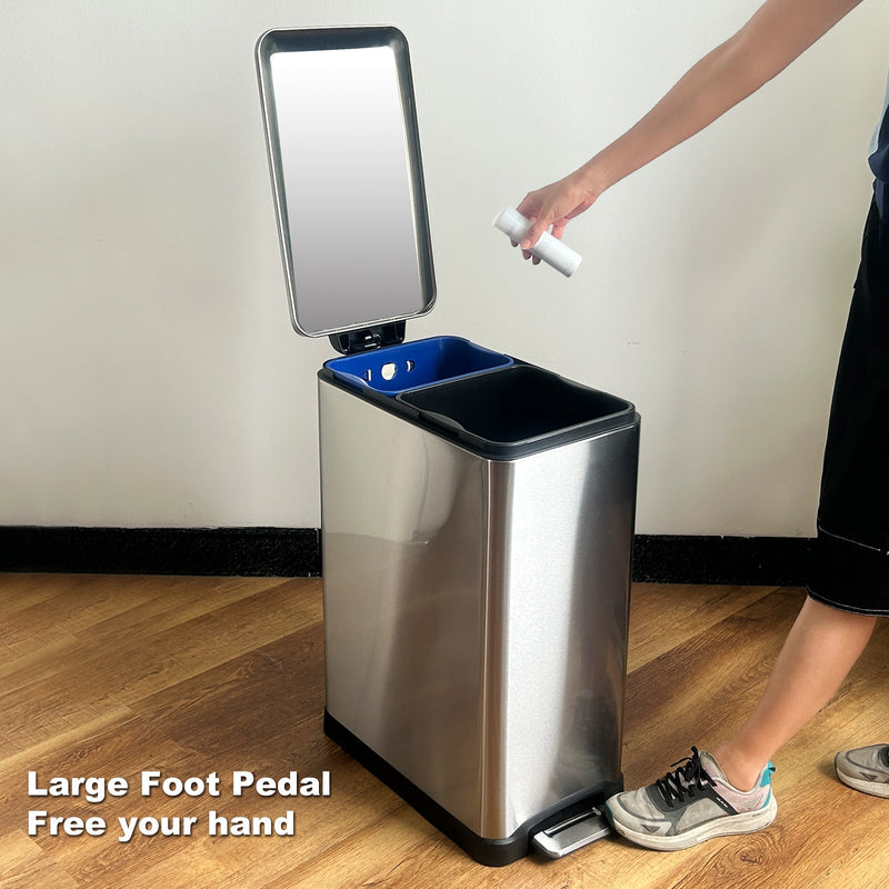 Poubelle Tri Selectif Edge 50L - Inox