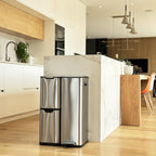 Kitchen trash can with pedal sorting recycling 60L (13+17+30L) HAJA in stainless steel with bucket