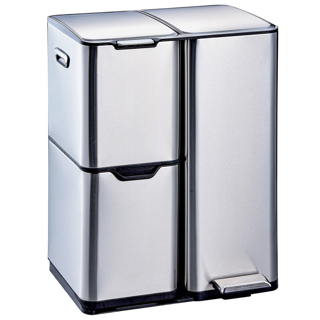Haja Stainless Steel Sorting Bin - 60L - 3 Bins - Silver