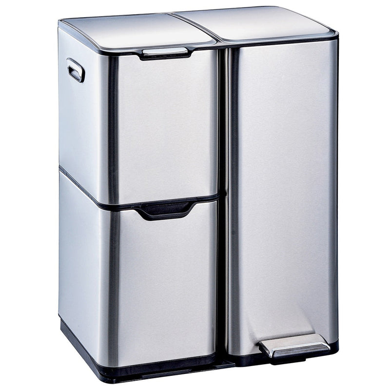 Poubelle De Tri Inox Haja - 60L - 3Bacs