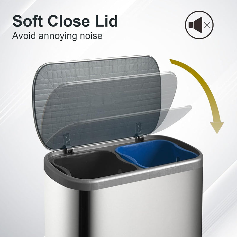 Poubelle Tri Selectif Empire 60L - Inox