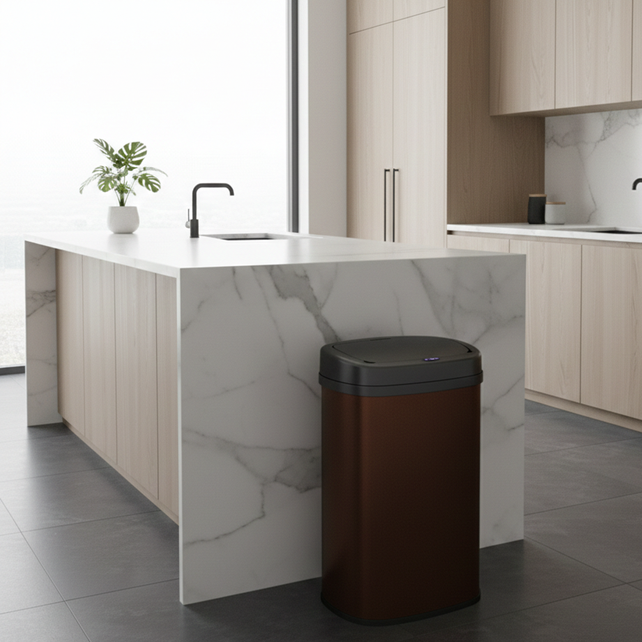 Poubelle Automatique Inox Majestic - 58L - Marron
