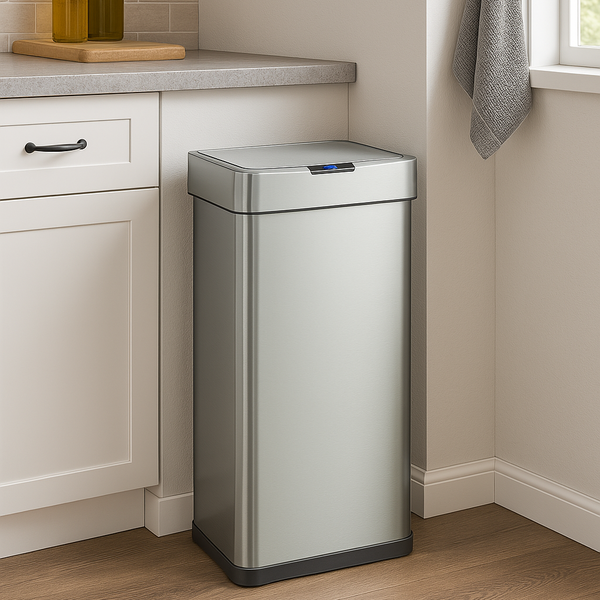 Poubelle de cuisine automatique design 90L DAYTONA en acier INOX avec cerclage